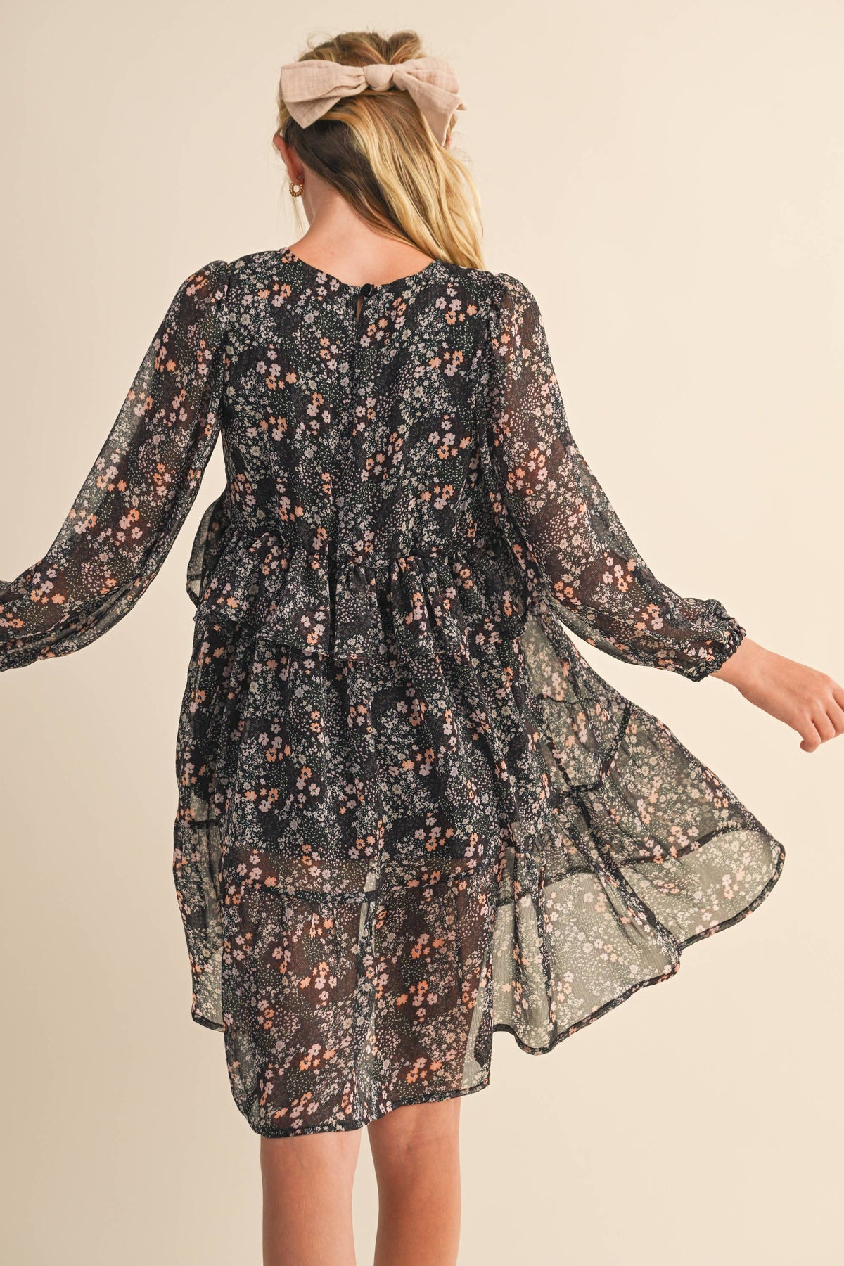 Tween Floral Layered Midi Dress